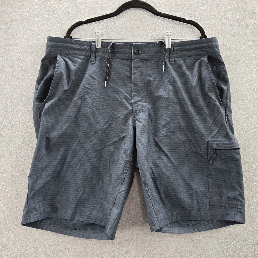 O'Neill Men Shorts 38 Blue Striped Chino Button Zipper 10" Inseam